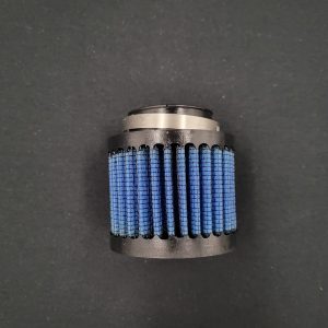 High-performance blue air filter for QRC Karts racing engines.