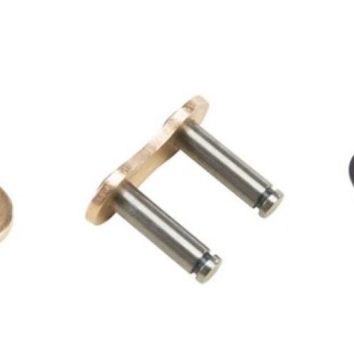 Small mechanical components for QRC Karts, including a metal plate, pin, and clip.