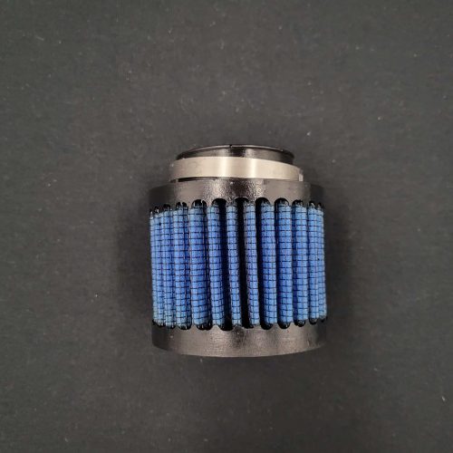 High-performance blue air filter for QRC Karts racing engines.
