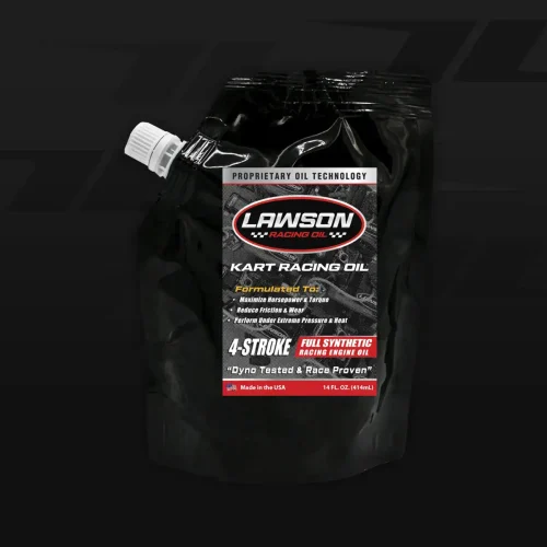 High-performance race oil for go-karts, formulated for maximum horsepower and engine protection.