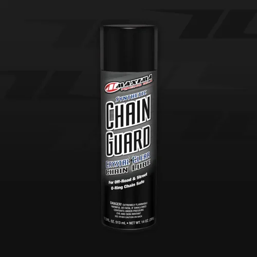 Synthetic chain guard and chain lube for go-kart racing, off-road, and street use, ensuring chain protection and durability.