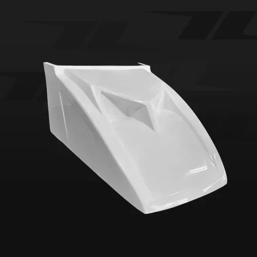 Lightweight white go-kart body shell with aerodynamic design for QRC Karts race cars.